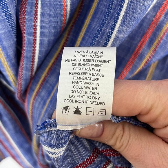 HIlary Radley for Katherine Barklay‎ Chambray Embroidered Stripe Blouse Size XL - Picture 8 of 8
